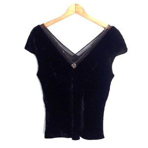 Laundry by Shelli Segal Embellished Velvet Top, M